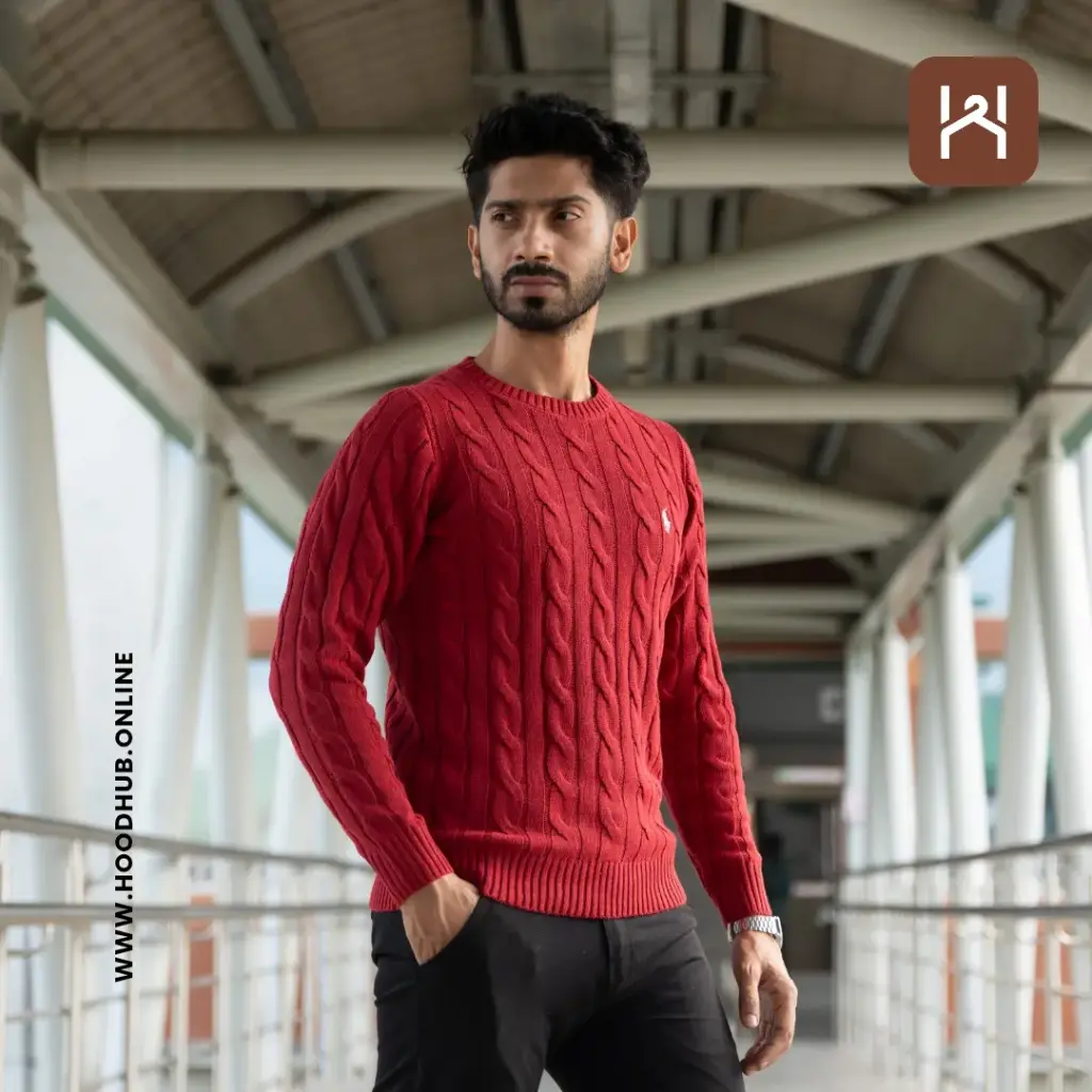 RL Cable Sweater- Maroon