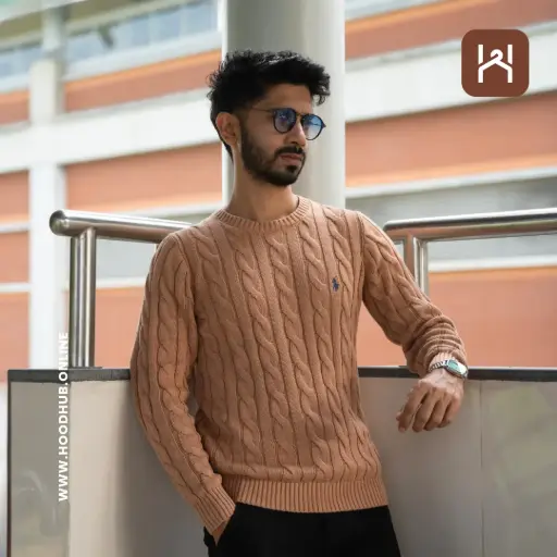 RL Cable Sweater- Brown 